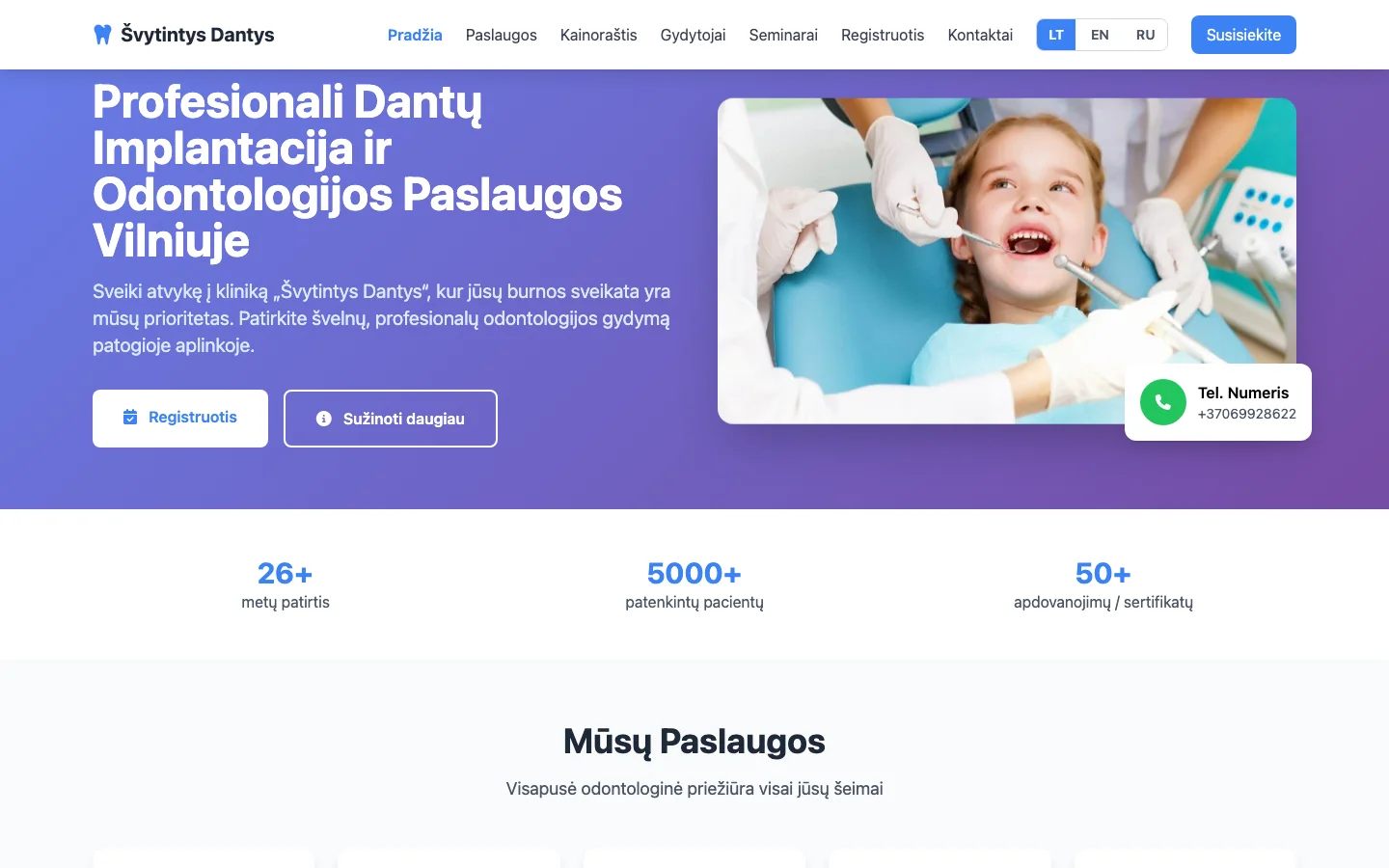 Švytintys Dantys svetainės ekrano nuotrauka